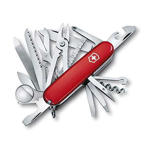 Victorinox Swiss Champ Swiss Army Knife, 33 Functions, Swiss Made Pocket Knife with Large Blade, Screwdriver, Chisel and Combination Pliers - Red