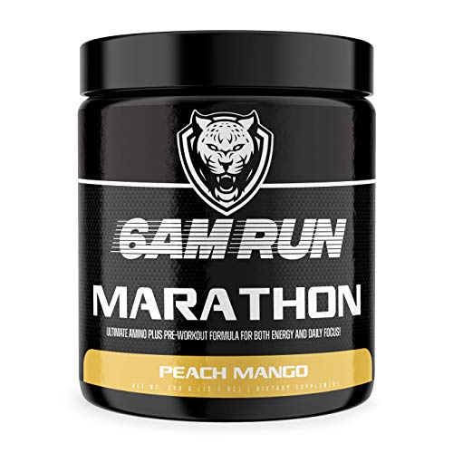 6AM Run Marathon - Pre Workout Powder for Distance Running & Essential Amino Energy - No Jitters, High Energy for Cardio & Stamina Formula - All Natural, Keto, Vegan