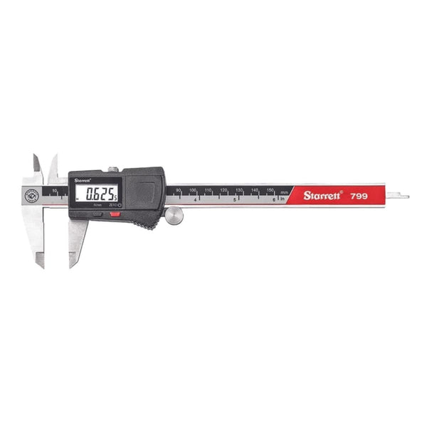 Starrett Stainless Steel Electronic Slide Caliper - 0-6" Range, .0005" Resolution, LCD Display, Fine Adjustment Thumb Wheel, in/mm Conversion - EC799A-6/150