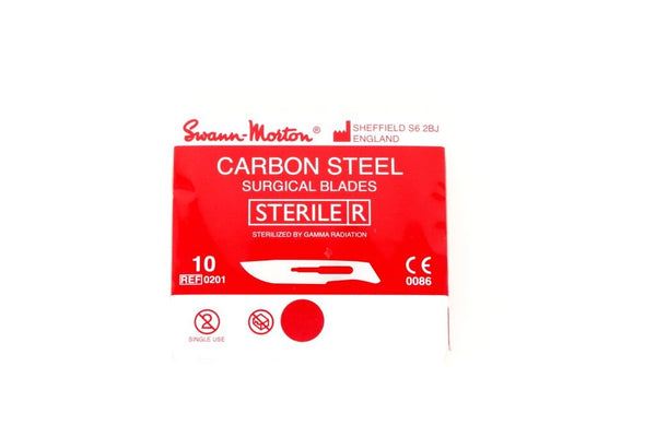 Swann Morton No.10 STERILE Curved Carbon Steel Scalpel Blades - Box of 100 - Brand New Stock Dated 2022 - Made in England, UK - Finest Precision Blades - Durable Quality for Experts & Professionals