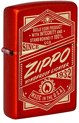 Zippo It Works Design Metallic Red Pocket Lighter