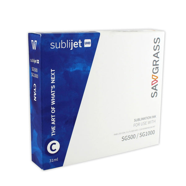 Sawgrass SubliJet UHD Sublimation Ink for Sawgrass SG500 & SG1000 - Cyan - Regular Capacity Cartridge (31ml) Bundle with 1 roll SUBLIMAX Brand Tape. Original Sawgrass Ink Cartridge - Made in U.S.A.