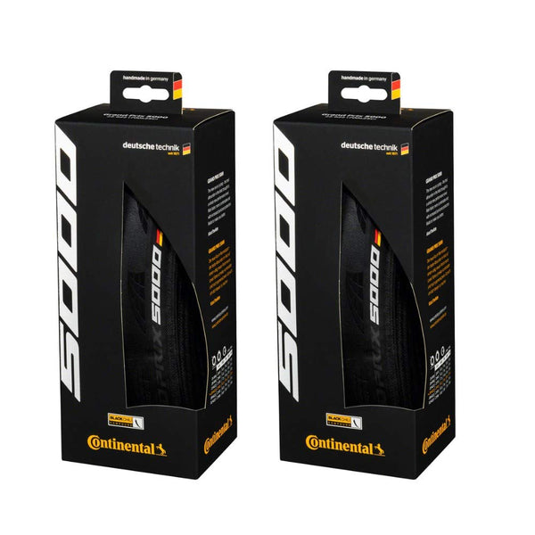 Continental Set of 2 GP 5000, 700x28C, Racing Bike Tires, Black, Folding, 0101625