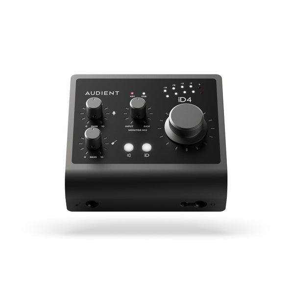 Audient Audio Interface iD4 MKII, Class A Console Microphone Preamp (High Speed USB-C, Monitor Mix and Monitor Panning Function, 2 Headphone Outputs, Mac/PC/iOS Compatible), Black