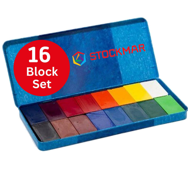 Stockmar 204884266 16 Blocks Waterproof Beeswax Paint Blocks in Tin Box