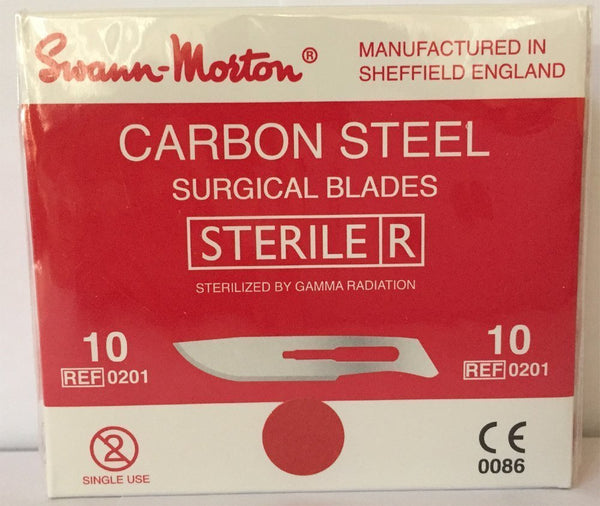 Swann-Morton #10 Sterile Surgical Blades, Carbon Steel [individually packed, box of 100]