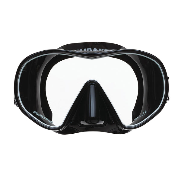 SCUBAPRO Solo Scuba Mask with Panoramic Single Lens for Recreational Diving, Black/White