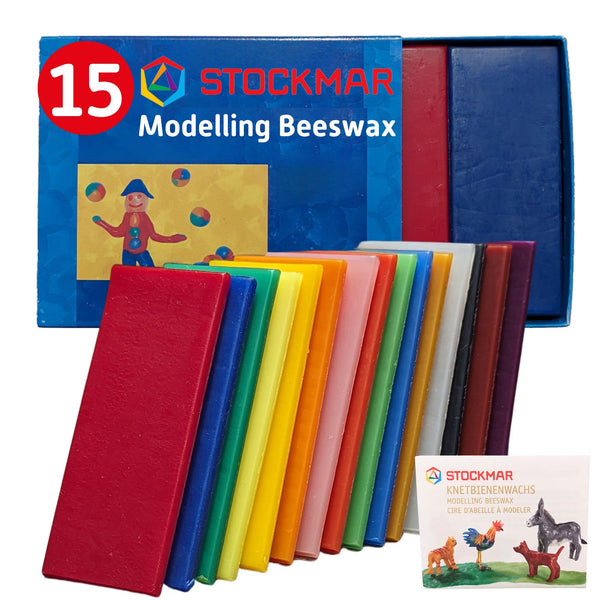 Stockmar Natural Modelling Beeswax -15 Color Beeswax Sheets Set - for Kids,Toddlers, Artists, Waldorf Organic Art Supplies, Non Toxic Beeswax, Non Drying Beeswax Modeling Wax for Homeschoolers