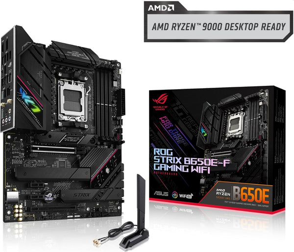 ASUS ROG Strix B650E-F Gaming WiFi AMD B650 AM5 Ryzen™ Desktop 9000 8000 & 7000 ATX Motherboard, 12+2 Power Stages, DDR5, 3X M.2 Slot, PCIe® 5.0, WiFi 6E, 2.5G LAN, USB 3.2 Gen 2x2 Type-C®, Aura Sync