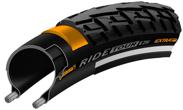 Continental Ride Tour Cross/Hybrid Bicycle Tire - Wire Bead (Black - 27 x 1 1/4)